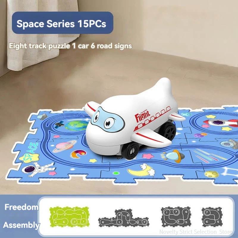 Puzzel Toy Set Rail Car DIY Assemble Jigsaw Flexible Railway Track Parent-Child Interaction Toy Electric Car Puzzle Toys Gifts