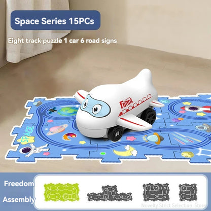 Puzzel Toy Set Rail Car DIY Assemble Jigsaw Flexible Railway Track Parent-Child Interaction Toy Electric Car Puzzle Toys Gifts