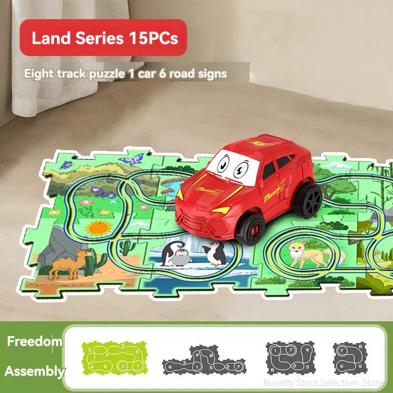 Puzzel Toy Set Rail Car DIY Assemble Jigsaw Flexible Railway Track Parent-Child Interaction Toy Electric Car Puzzle Toys Gifts